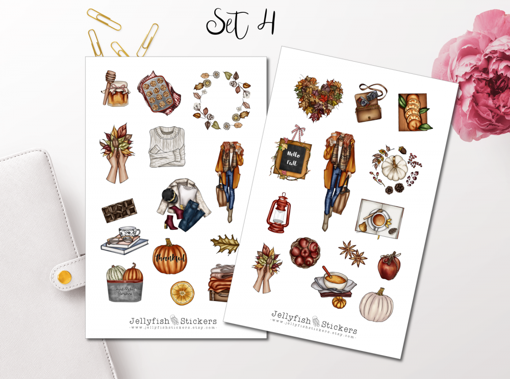 Herbst Mädchen Sticker Set